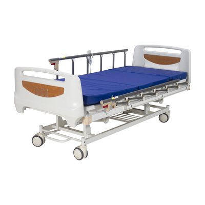 Rh-Ad429 Cama de paciente médica con control eléctrico motorizado de tres funciones: Mobiliario de atención de enfermería hospitalaria con barandillas laterales de aluminio de 6 barras